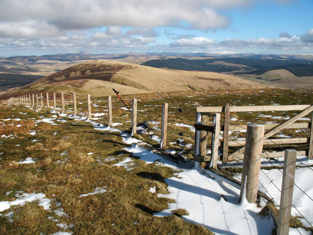 View from the top of Dun Law looking back to White Law and Lousie Wood Law