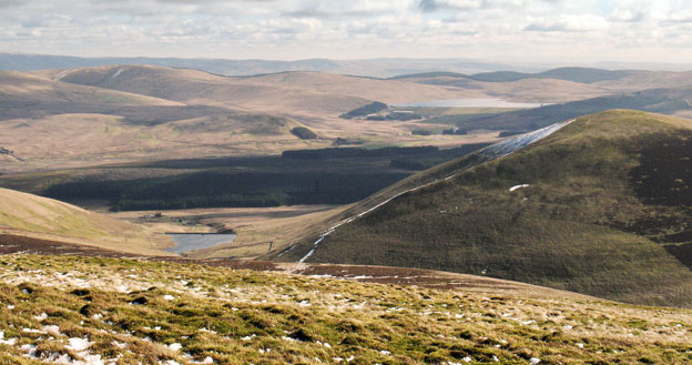 View of the Peden and Daer reservoirs from Dun Law