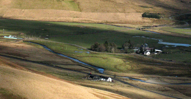 View from Faugh of the A702 and the Watermeetings area