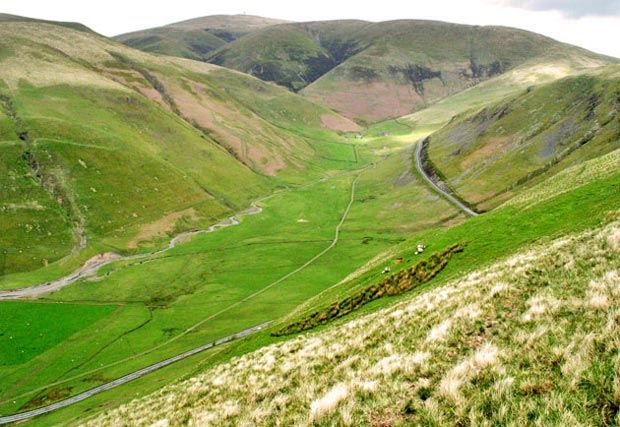 View from Capel Hill looking up the pass to Upper Dalveen House