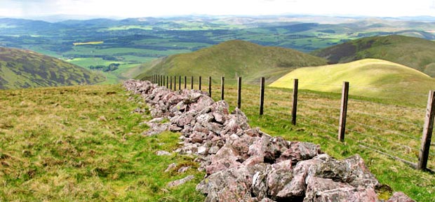 View from the top of Well Hill towards Durisdeer village and Nithsdale beyond