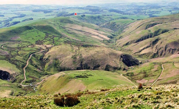 View from Thirstane Hill back down the valley of the Enterkin Burn to where we started from