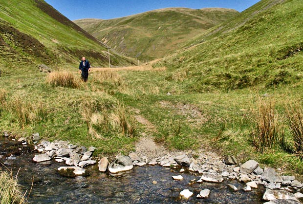 View back along the Enterkin Burn towards Wether Hill and the bottom of the Enterkin Pass