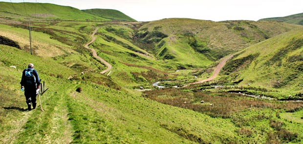 View approaching the mouth of Glen Valentine and the crossroads of old routes