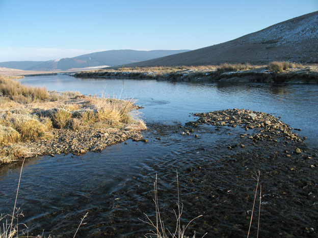 Looking downstream at the source of the River Clyde