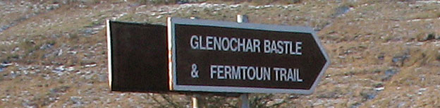 Sign at the car park for Glenochar Bastle House