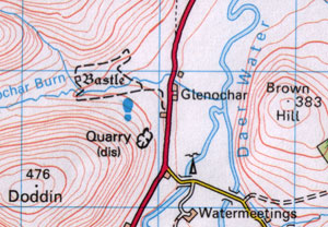 Detail of Glenochar area from Ordnance Survey Landranger map