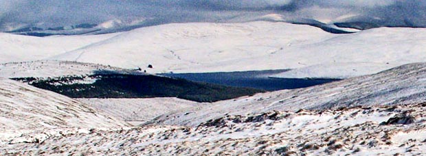 View of Daer reservoir from the peat hags between Comb Law and Rodger Law - detail of the reservoir