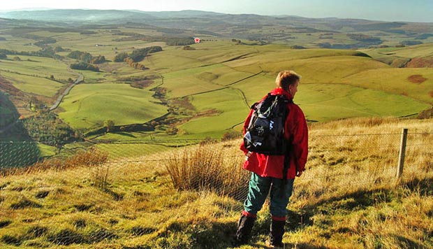 View south from Steygail down the line of the A702 into Nithsdale