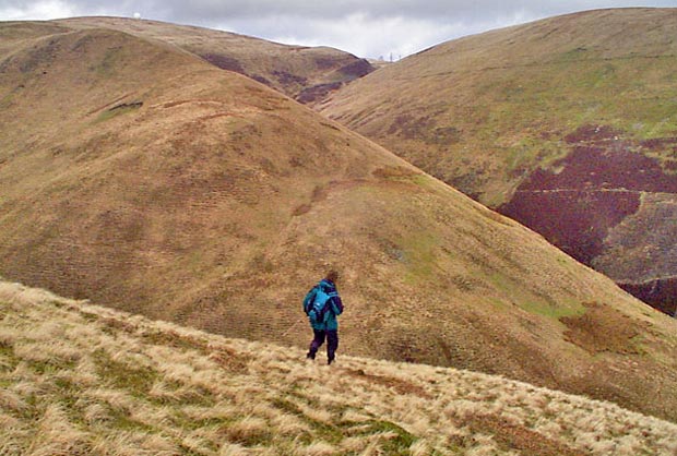 View across the steep descent from Steygail heading for Wether Hill