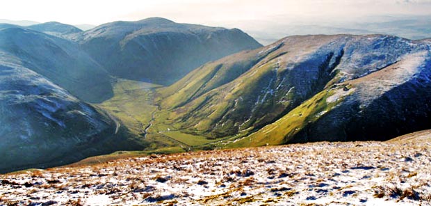 View down the Dalveen Pass from Cold Moss