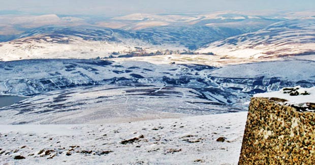 Looking north from Green Lowther towards the village of Leadhills