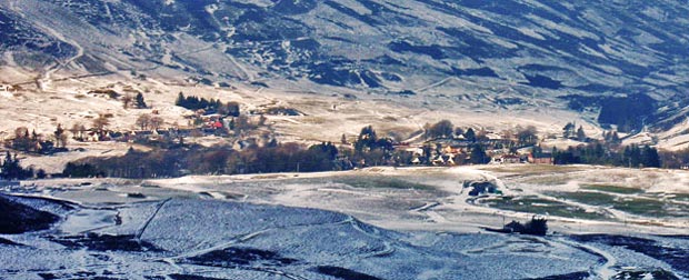 Looking north from Green Lowther towards the village of Leadhills - detail