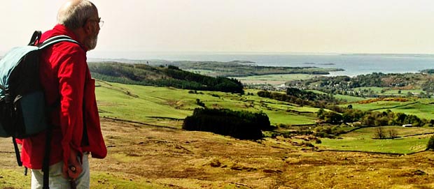 View from the top of Benfadyeon looking south to Gatehouse of Fleet and the Solway Firth