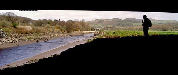 View from directly under the A75 bridge over Water of Fleet looking along the canal