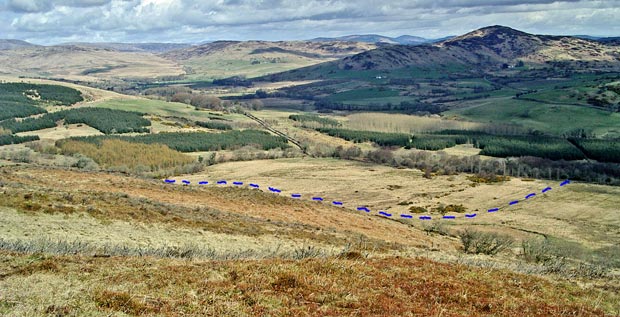 View showing the line of descent for the end of the day