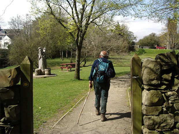 Emerging from the wood into the park which adjoins the centre of Gatehouse
