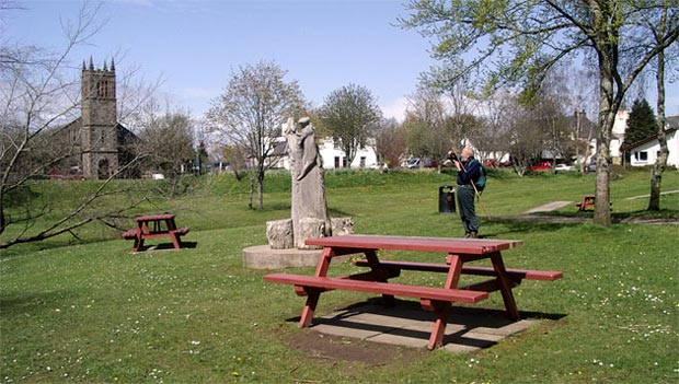 Broad view towards town from the park and near the sculpture