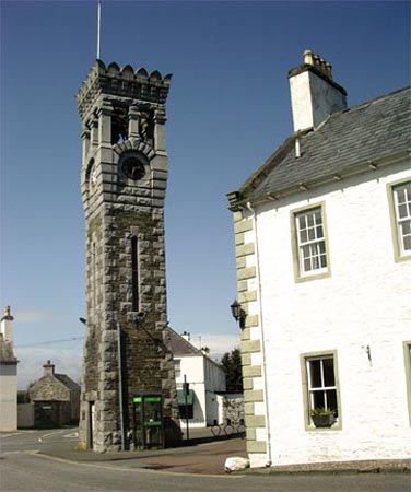 View of the tower at the head of High Street, Gatehouse of Fleet