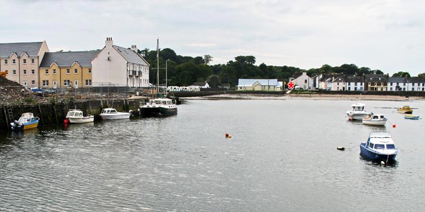 View from the harbour across the bay towards the centre of Garlieston