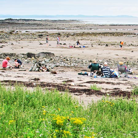 Detail of the holidaymakers on the beach