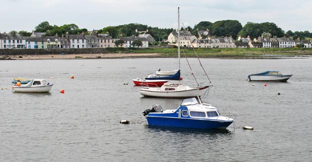 View across Garlieston Bay from the harbour - with tide in