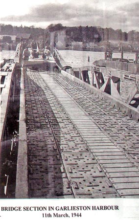 Wartime picture of bridge section in Garlieston harbour