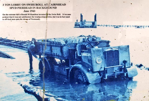 Wartime picture of a 3 ton lorry on a "Swiss Roll"