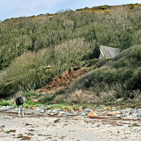 Approaching the steps from the beach at Monreith Bay to the remains of Kirkmaiden Church.