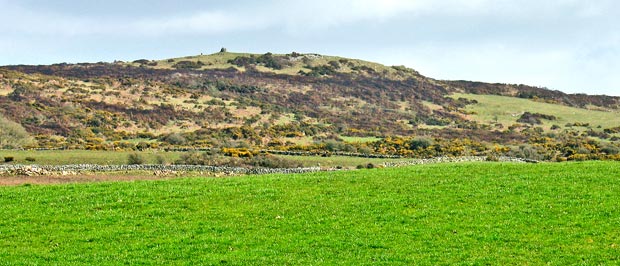 View of Fell of Barhullion from the path across the field towards Blairbuie Bridge.