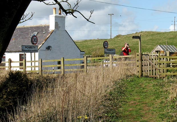 Looking back at the end of the track from the Gavin Maxwell memorial to Clarksburn - at Clarksburn.