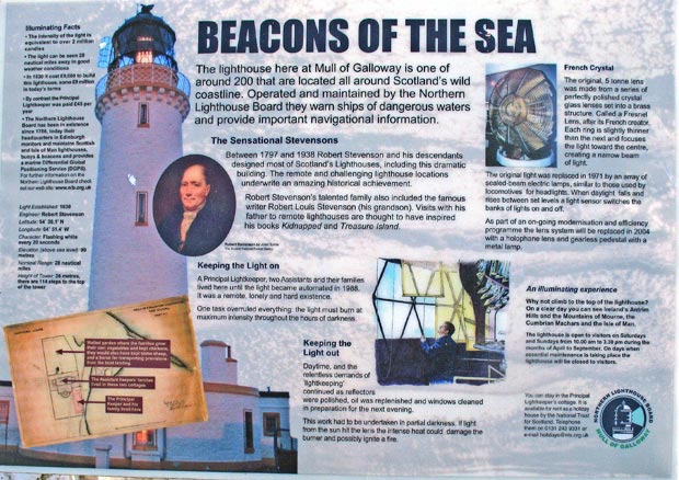 Information board about the lighthouse at the Mull of Galloway
