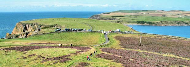 Looking northward from the lighthouse at the Mull of Galloway over our route