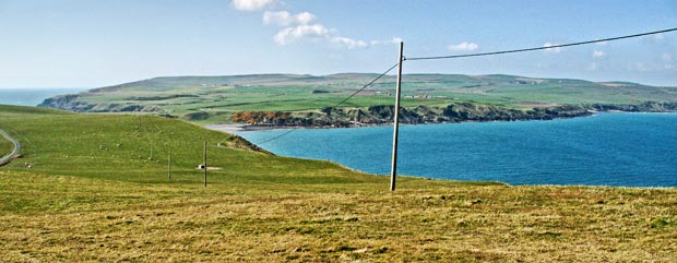 View from near the lighthouse towards the earliest part of our walk on the Mull of Galloway