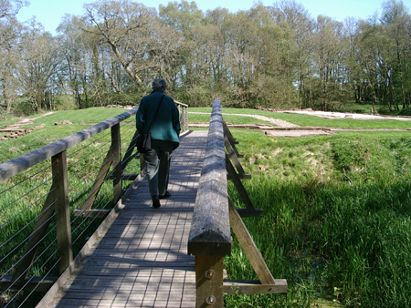Crossing towards the remains of the earlier castle at Caerlaverock