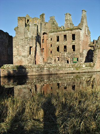 Caerlaverock Castle viewed over the mote from the south