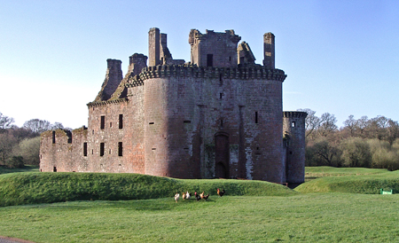 Early morning picture of the entrance to Caerlaverock Castle
