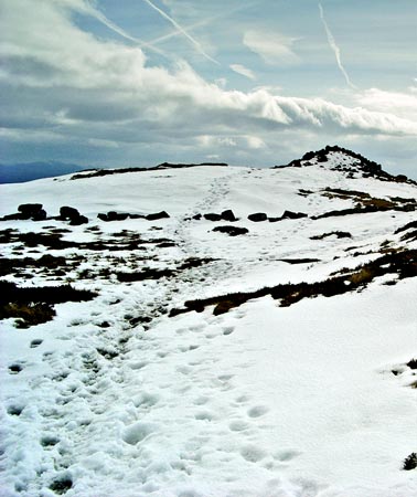 View of Douglas's cairn at the top of Criffel