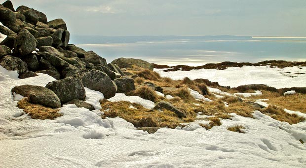View from the Douglas's cairn at the top of Criffel looking towards St Bee's Head in Cumbria