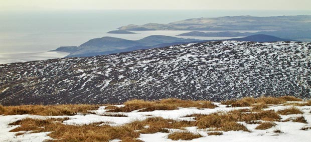 View from near the trig point on the top of Criffel looking west towards Hestan Island and the East Stewartry National Scenic Area