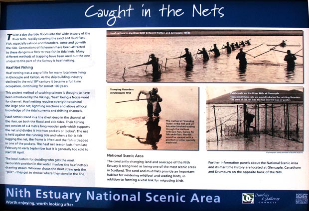 Roadside information board about haaf net fishing