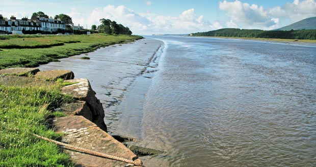 View looking south down the River Nith from the quay at Glencaple