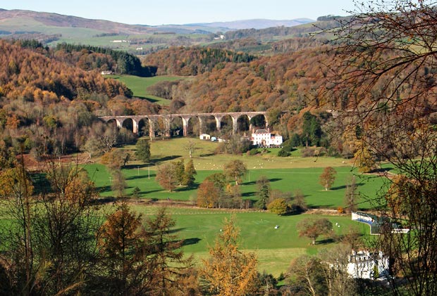 View of the disused railway viaduct at Goldielea from Mabie Forest