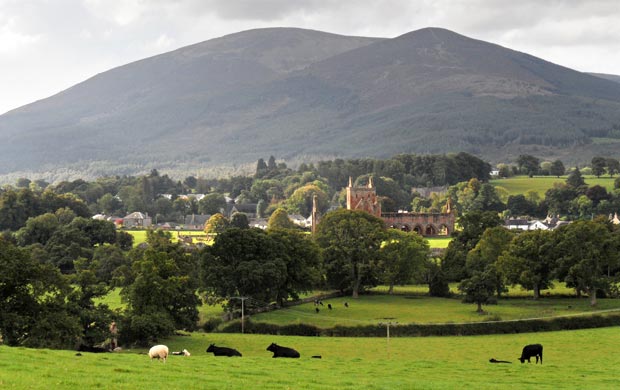 View of Criffel and Knockendoch with Sweetheart Abbey in the foreground