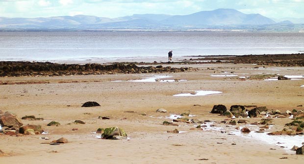 View towards the Lake District from the beach near Southerness
