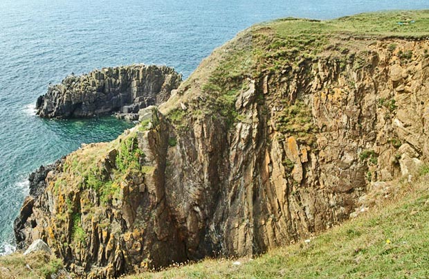 View of cliff top "homestead" site near cliff top path