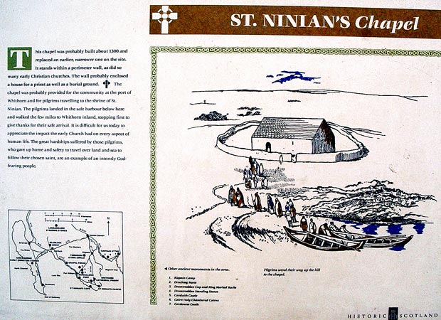 Information board about St Ninian's chapel