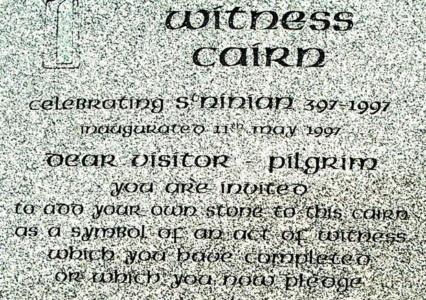 Plaque for the Witness Cairn at Isle of Whithorn