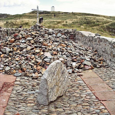 View of the Pilgrim Way Witness Cairn near St Ninian's Chapel, Isle of Whithorn