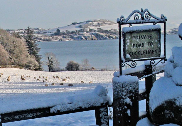 Sign on road to Cocklehaen